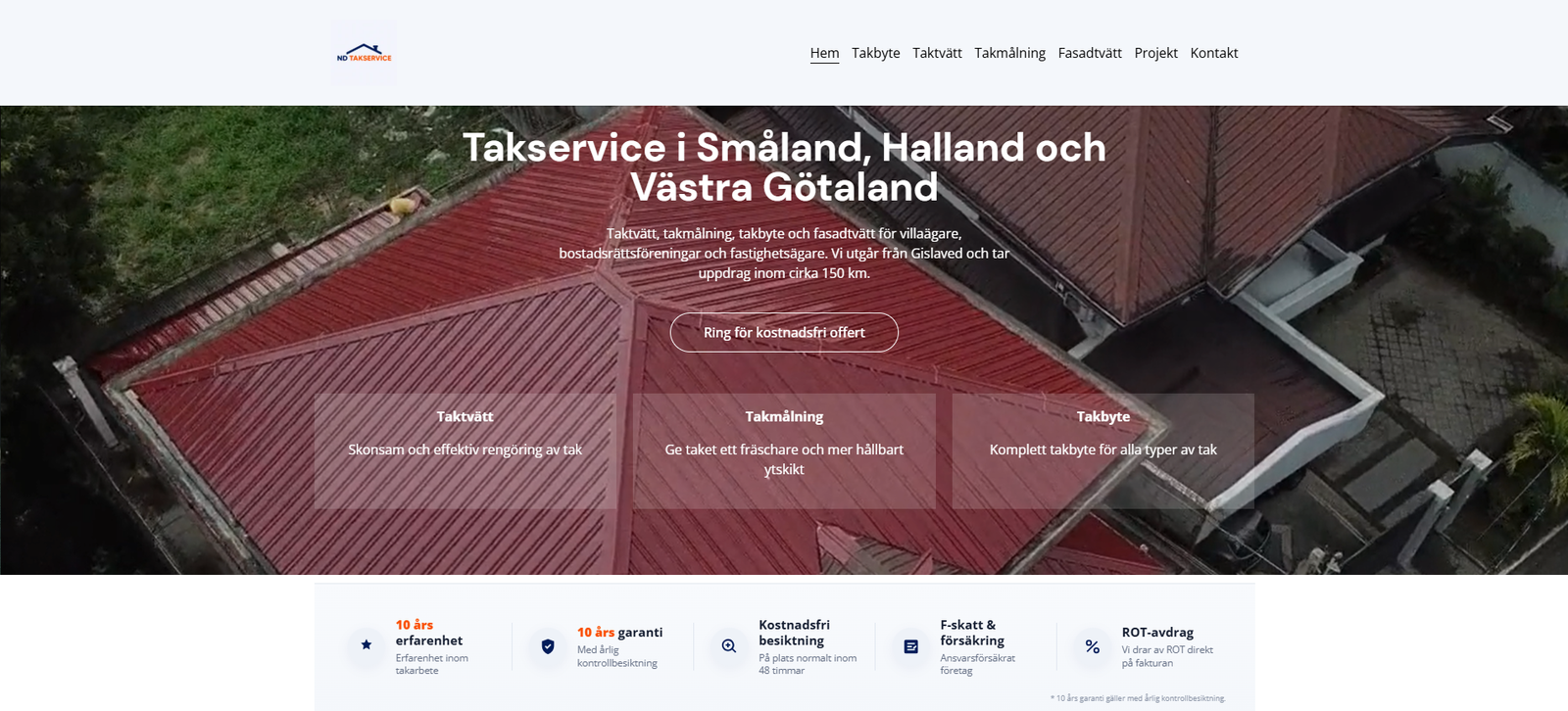 ND Takservices startsida på dator